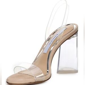 Gianni Bini heeled sandals 9.5 nude clear straps cream Dansbie slingback new $80